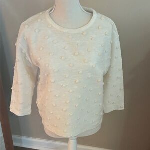 Ann Taylor Cream Textured Dot Sweater